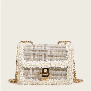 Faux Pearl Decor Tweed Chain Bag